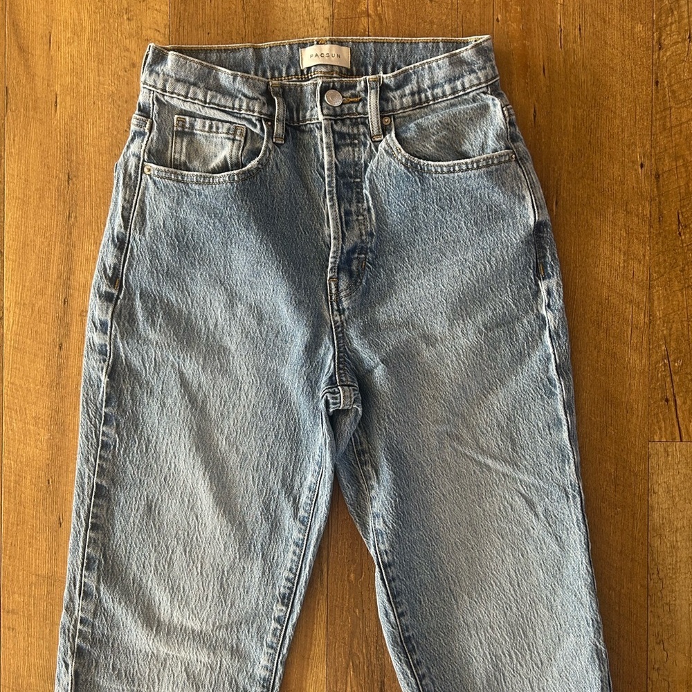 PacSun High Rise Stretch Dad Jeans 26 | Vintage Light Wash Straight Leg - Picture 2 of 12